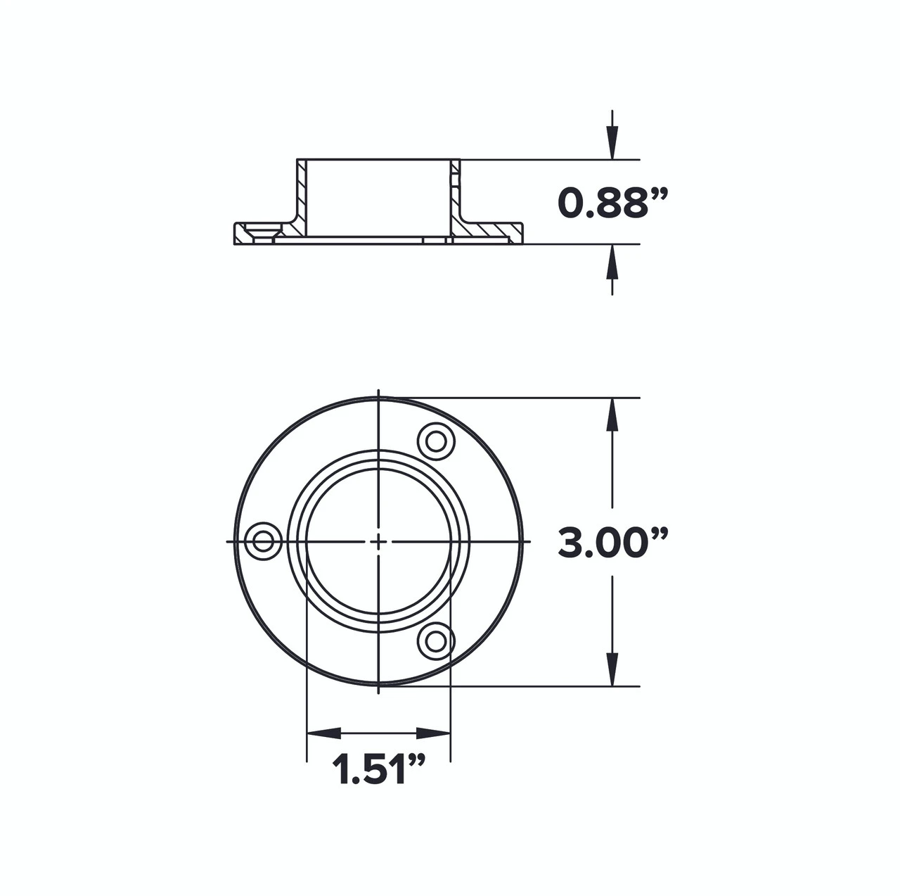 None 3" Wall Flange - Matte Black - 1.5" OD 7 None 3" Wall Flange - Matte Black - 1.5" OD - Image 5