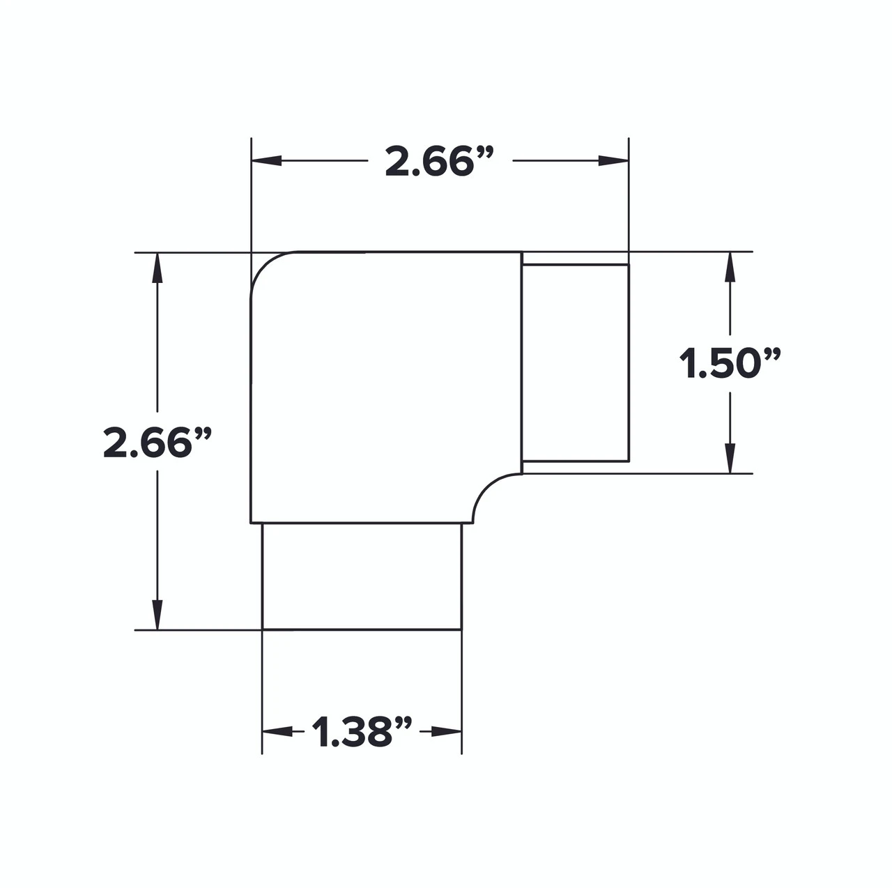 Flush Elbow Fitting 90 Degree - Matte Black - 1.5" OD 6 Flush Elbow Fitting 90 Degree - Matte Black - 1.5" OD - Image 4