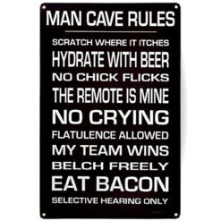 Man Cave Rules Metal Bar Sign