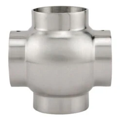 Ball Cross Elbow Fitting - Brushed Stainless Steel - 1.5" OD