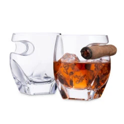 Godinger Arturo Cigar Whiskey Tumblers With Indented Cigar Rest - 11 Oz - Set Of 2