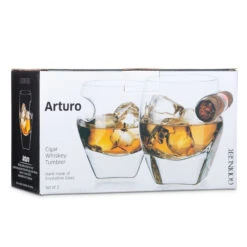 Godinger Arturo Cigar Whiskey Tumblers With Indented Cigar Rest - 11 Oz - Set Of 2 -Bar Supplies 27387 Godinger Arturo Cigar Whiskey Tumblers With Indented Cigar Rest 11 oz Set of 2 04 24357.1620332907