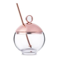 Nude Glass Hepburn Alchemy Cocktail Glass With Metal Lid & Straw - 9.25 Oz -Bar Supplies 29525 1101420 Nude Glass Hepburn Alchemy Cocktail Glass with Metal Lid and Straw 9 pt 25 oz 2 74244.1621883402
