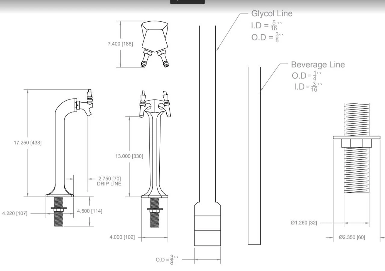 Mongoose Draft Beer Tower - Chrome - Glycol Cooled - 2 Faucets 4 Mongoose Draft Beer Tower - Chrome - Glycol Cooled - 2 Faucets - Image 2