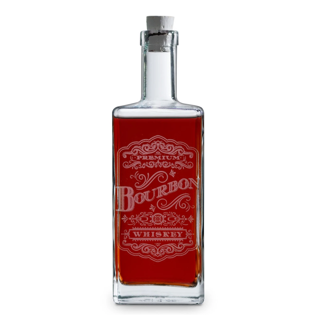 Bourbon Victorian Elixir Style Etched Square Spirit Decanter - 750ml 3 Bourbon Victorian Elixir Style Etched Square Spirit Decanter - 750ml