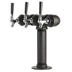Draft Beer Tower - Black Iron - Triple Tap - Standard Stainless Steel Faucet