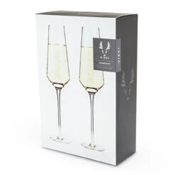 Viski Raye Crystal Champagne Flutes - 8 Oz - Set Of 2 -Bar Supplies 4530 champagne flutes 003 81167.1590764501