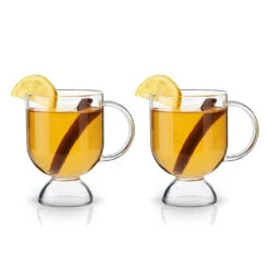 Viski Hot Toddy Warm Cocktail Footed Glass Mugs - 12 Oz - Set Of 2