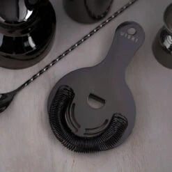 Viski Warren Premium Gunmetal Black Stainless Steel Bar Tool Set - 4 Pieces -Bar Supplies 5473 gmb 18001619 viski warren gunmetal black hawthorne cocktail strainer 09 36619.1590768963