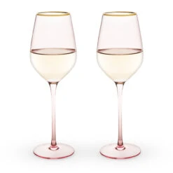 Rose Tinted Crystal White Wine Glasses With Gold Rims - 14 Oz - Set Of 2 -Bar Supplies 6163 red rose tinted crystal white wine glasses with gold rims 14 oz set of 2 02 00664.1590768374
