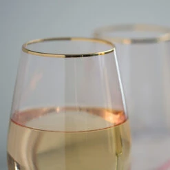 Rose Tinted Crystal White Wine Glasses With Gold Rims - 14 Oz - Set Of 2 -Bar Supplies 6163 red rose tinted crystal white wine glasses with gold rims 14 oz set of 2 10 05338.1590768375