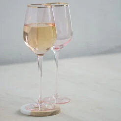 Rose Tinted Crystal White Wine Glasses With Gold Rims - 14 Oz - Set Of 2 -Bar Supplies 6163 red rose tinted crystal white wine glasses with gold rims 14 oz set of 2 13 49634.1590768374