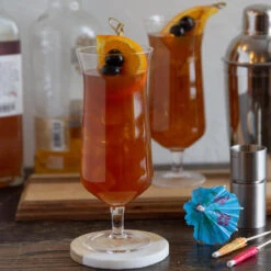 Viski Raye Angled Crystal Footed Hurricane Glasses - 14 Oz - Set Of 2 -Bar Supplies 6449 viski raye angled hurricane glasses 002 95619.1590764735