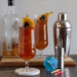 Viski Raye Angled Crystal Footed Hurricane Glasses - 14 Oz - Set Of 2 -Bar Supplies 6449 viski raye angled hurricane glasses 003 02880.1590764735