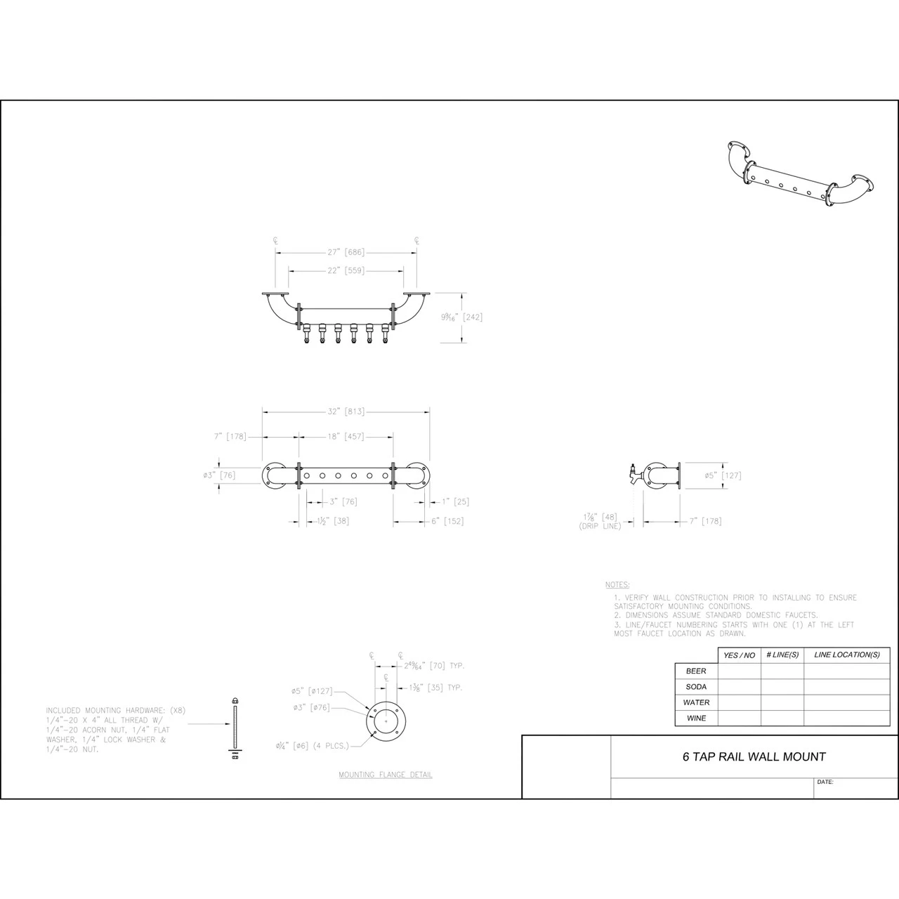 Wall Mount Rail Draft Beer Tower - Glycol Cooled - 6 To 12 Faucets 5 Wall Mount Rail Draft Beer Tower - Glycol Cooled - 6 To 12 Faucets - Image 3