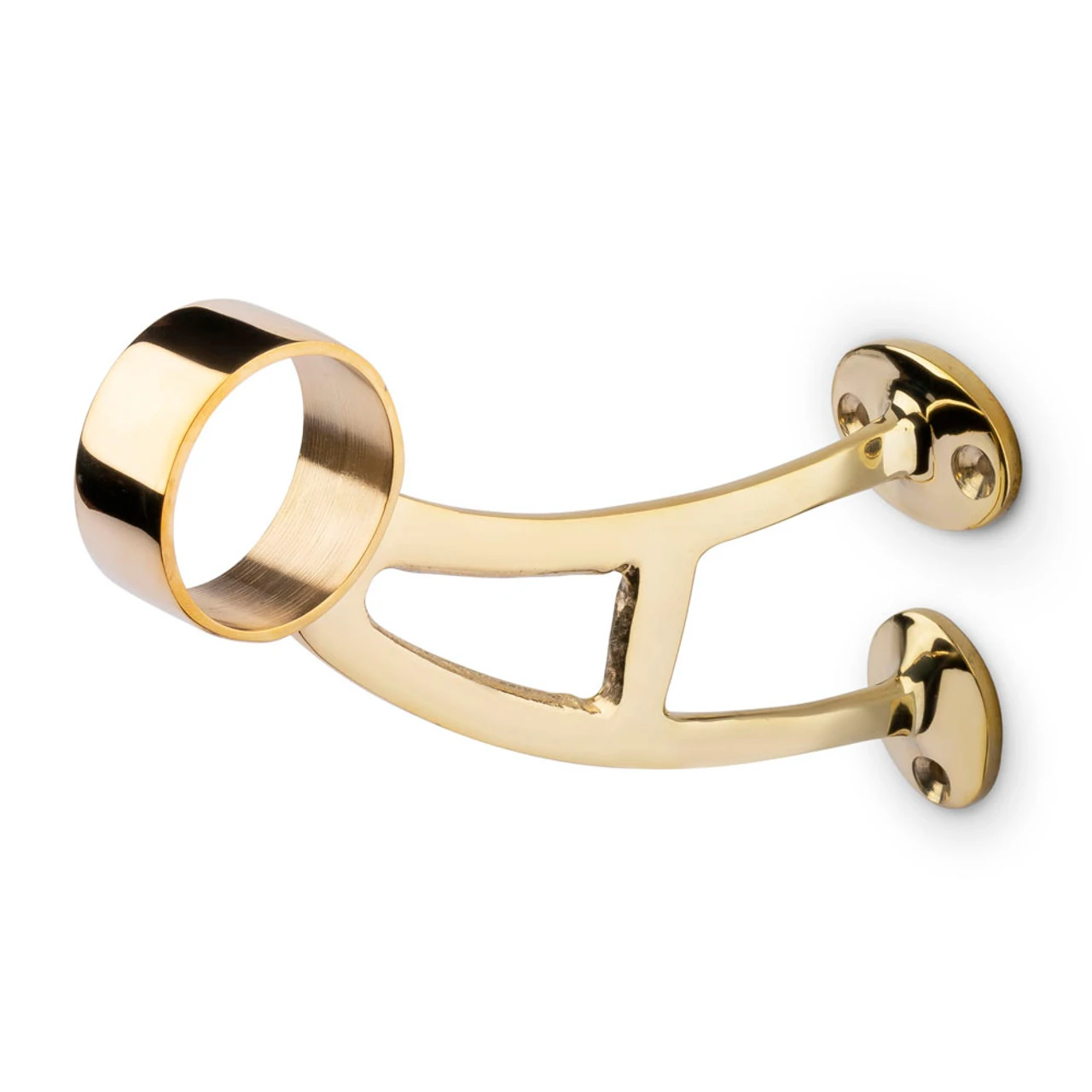 Bar Mount Foot Rail Bracket - Polished Brass - 2" OD 3 Bar Mount Foot Rail Bracket - Polished Brass - 2" OD