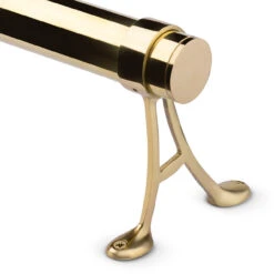 Floor Mount Foot Rail Bracket - Polished Brass - 2" OD -Bar Supplies 76914 2 Floor Mount Foot Rail Bracket Polished Brass 2 OD 04 51264.1598455639