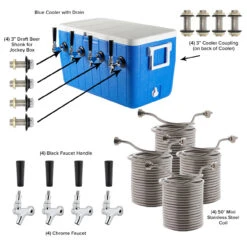Four Faucet Jockey Box - 50' Coils - Complete Kit Without CO2 Tank -Bar Supplies 8450coolerkit 004 86210.1590768667