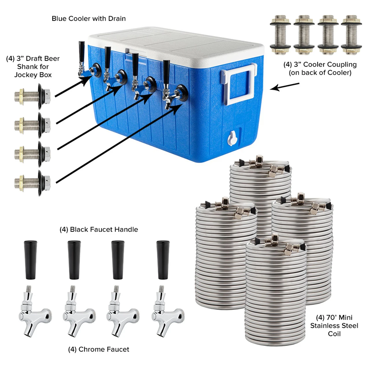 Four Faucet Jockey Box - 70' Coils - Complete Kit 6 Four Faucet Jockey Box - 70' Coils - Complete Kit - Image 4