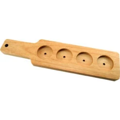 Beer Tasting Flight Serving Set - Wood Paddle & 4 Glasses -Bar Supplies 90038 serving paddle b1 3 64860.1590771693