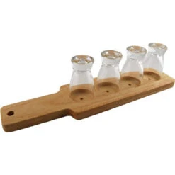 Beer Tasting Flight Serving Set - Wood Paddle & 4 Glasses -Bar Supplies 90038 serving paddle bb6 2 52303.1590771692
