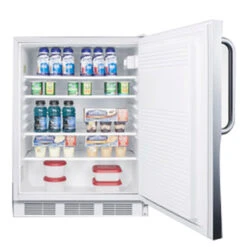 Summit Commercial Refrigerator - 5.5 Cu. Ft. - White With Stainless Steel Door -Bar Supplies 91506.1590770450