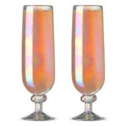 Hand-Blown Fluted Pearl Champagne & Mimosa Glasses - 12 Oz - Set Of 2