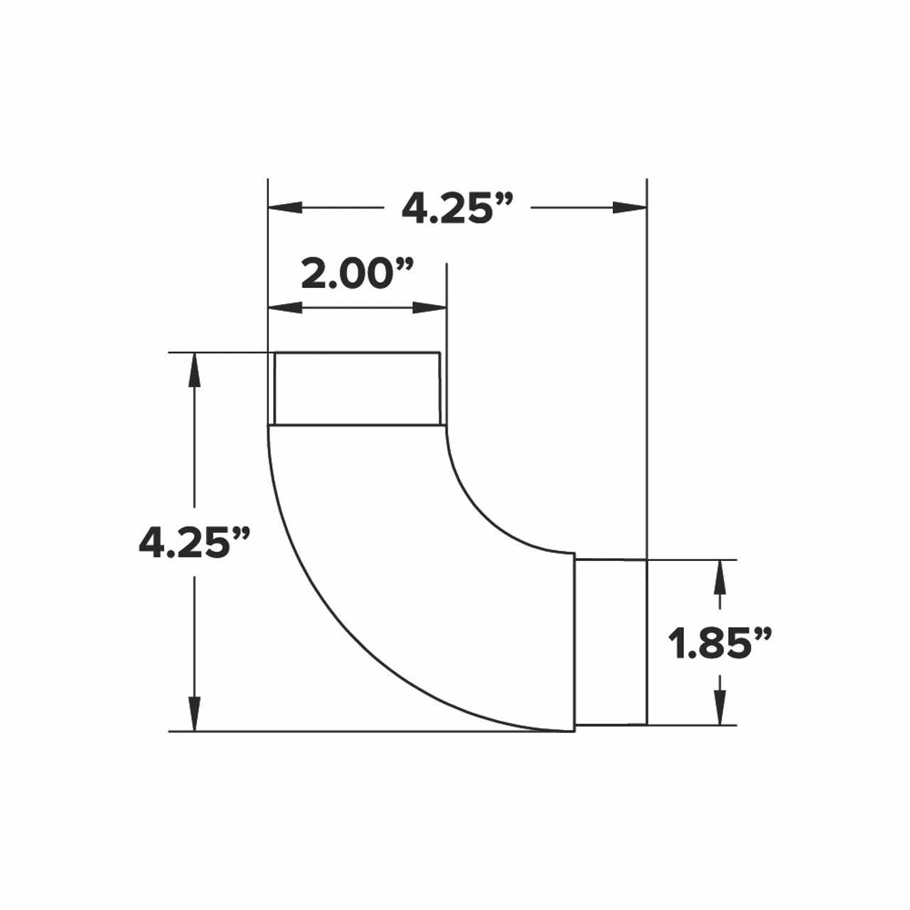 Curved Flush Elbow Fitting 90 Degree - Brushed Stainless Steel - 2" OD 6 Curved Flush Elbow Fitting 90 Degree - Brushed Stainless Steel - 2" OD - Image 4