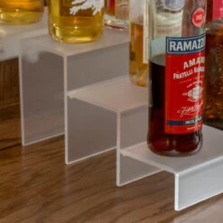 24-inch 3 Tier Liquor Bottle Shelf - Translucent -Bar Supplies KEG 024 3T C 24 inch 3 Tier Liquor Bottle Shelf Transluscent 4 02574.1592503858