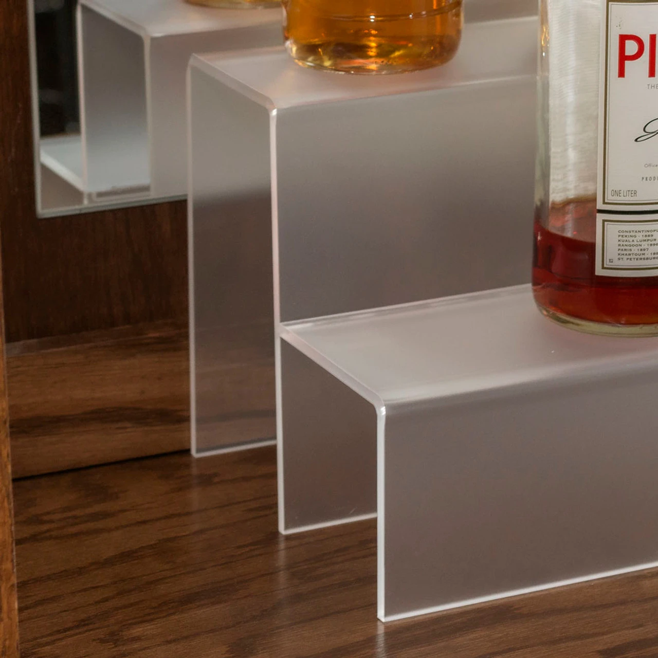 34-inch 2 Tier Liquor Bottle Shelf - Translucent 6 34-inch 2 Tier Liquor Bottle Shelf - Translucent - Image 4