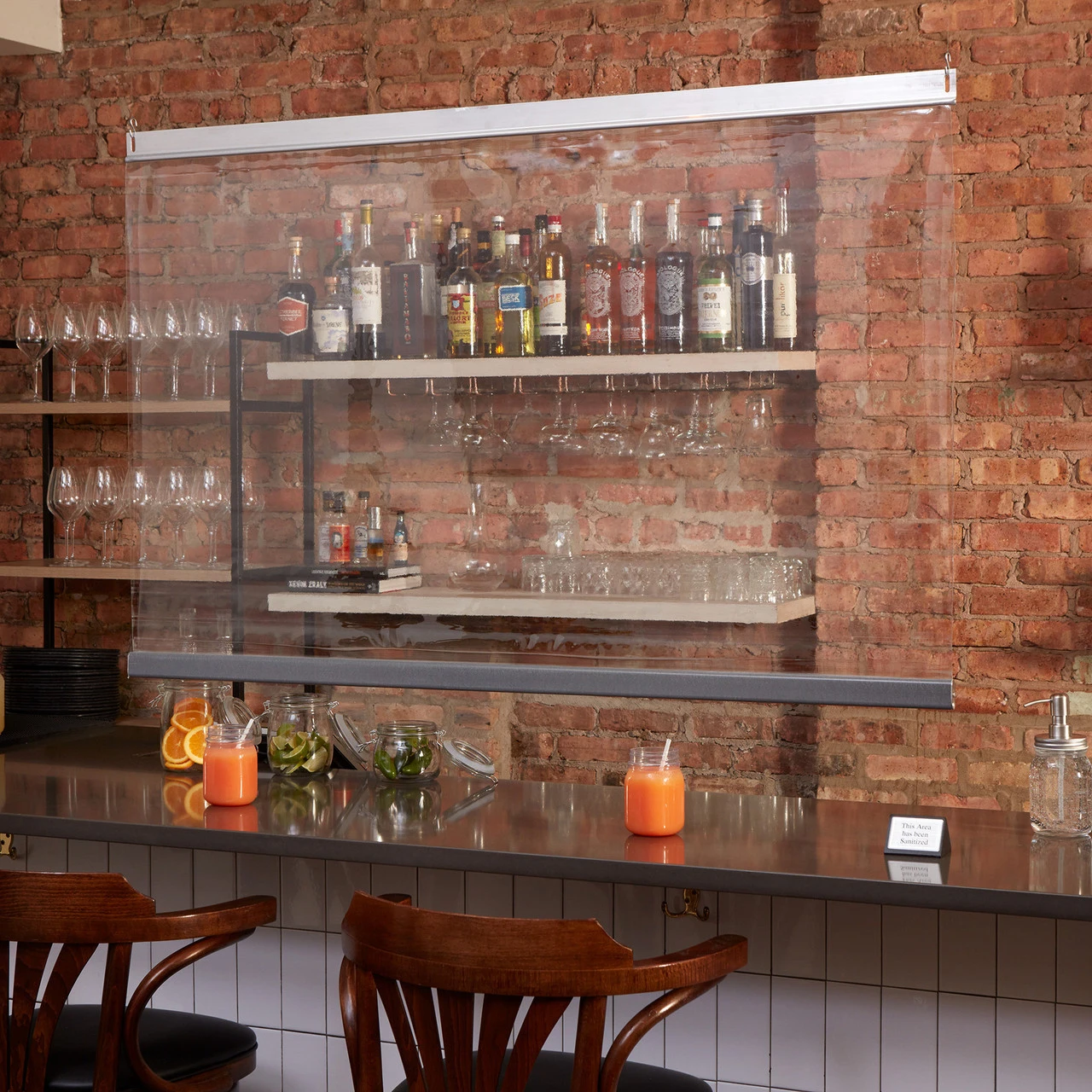 Hanging Protective Clear PVC Counter & Bar Partition - 54"W X 36"H 4 Hanging Protective Clear PVC Counter & Bar Partition - 54"W X 36"H - Image 2