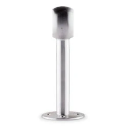 Tall Rounded Center Post Bracket - Brushed Stainless Steel - 2" OD -Bar Supplies S336 2 TALL Tall Rounded Center Post Bracket Brushed Satin Stainless 02 93559.1592923179