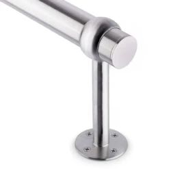 Tall Rounded Center Post Bracket - Brushed Stainless Steel - 2" OD -Bar Supplies S336 2 TALL Tall Rounded Center Post Bracket Brushed Satin Stainless 04 55010.1592923178