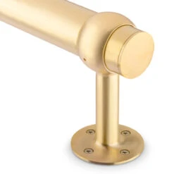 Rounded Center Post Bracket - Satin Brushed Brass - 2" OD -Bar Supplies SB 336 2 Rounded Center Post Bracker Satin Brass 2 Inch OD 04 82721.1595361515