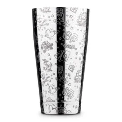 Best Seller -Bar Supplies UB3541 UB3544 Urban Bar Tattoo Pattern Weighted Tall and Short Boston Shaker Tin Set Stainless Steel 2 50184.1593184765