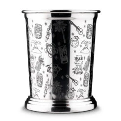 Urban Bar Etched Tiki Stainless Steel Mint Julep Cup - 13.5 Oz