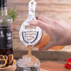 Urban Bar Etched Tiki Stainless Steel Coley Cocktail Strainer -Bar Supplies UB3555 Urban Bar Etched Tiki Stainless Steel Coley Cocktail Strainer 03 80327.1592498815