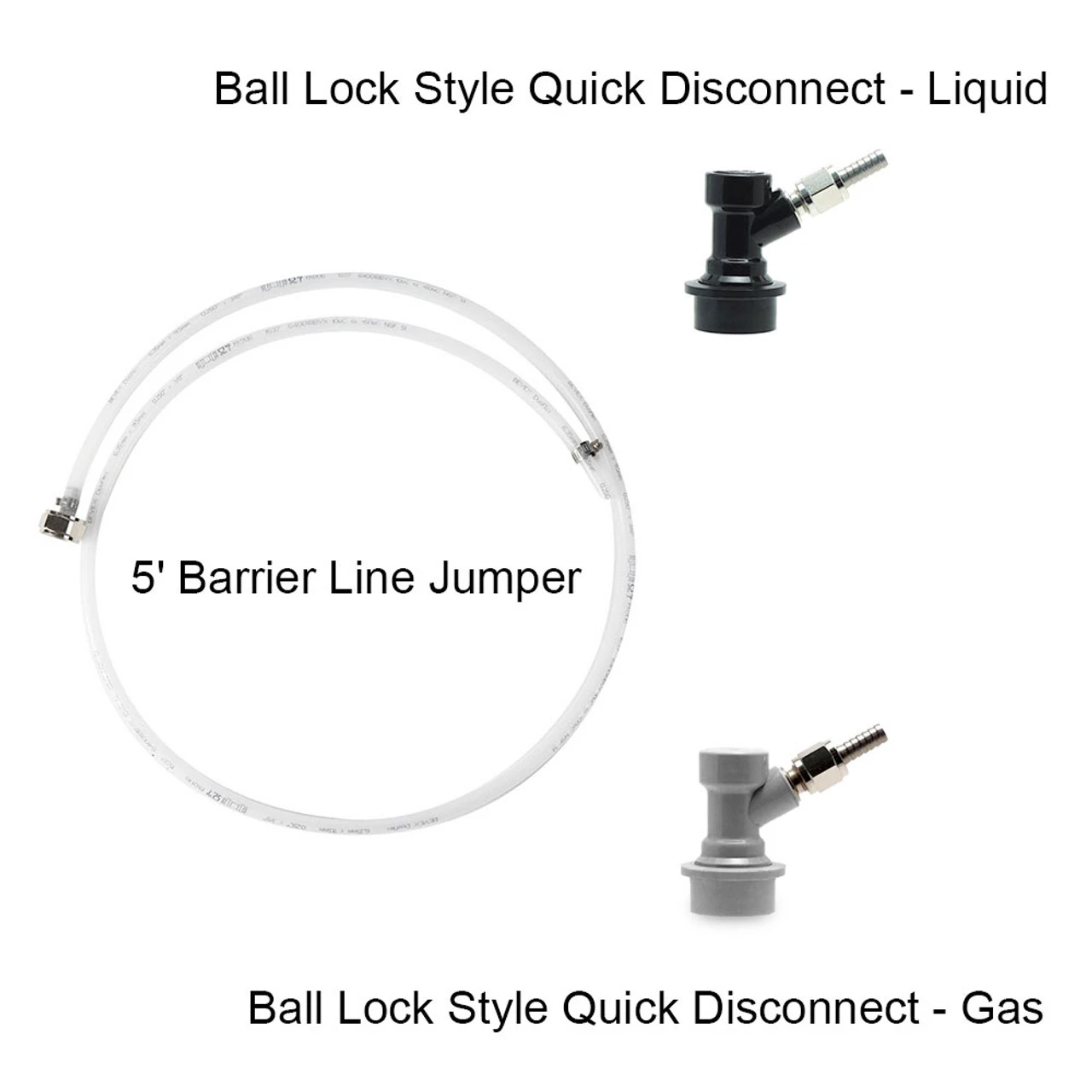 Ball Lock Quick Disconnects Kit W/ 5' Barrier Line Jumper 4 Ball Lock Quick Disconnects Kit W/ 5' Barrier Line Jumper - Image 2
