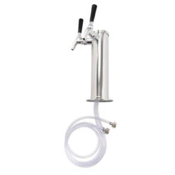 Draft Beer Tower - Stainless Steel - 3" Column - 2 Perlick 630SS Faucets -Bar Supplies c175 525ss kit kit double tap draft tower stainless 3in w 630ss faucets 0024 50860.1675702055