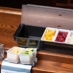 Bar Garnish Tray With Lid - Plastic - 6 Compartments -Bar Supplies cch 6 bar garnish tray with lid plastic 6 compartments 4 1 34706.1590769627