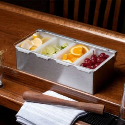 Cocktail Bar Garnish Tray In Stainless Steel - 4 Compartments -Bar Supplies cdp 4 cocktail bar garnish tray stainless steel 4 compartments 2 76986.1590769634