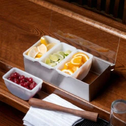Cocktail Bar Garnish Tray In Stainless Steel - 4 Compartments -Bar Supplies cdp 4 cocktail bar garnish tray stainless steel 4 compartments 3 07240.1590769634