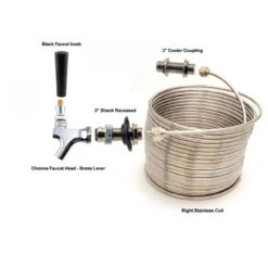 Single Faucet Jockey Box - 50' Coil - Faucet Hardware Kit Without Cooler