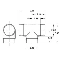 Flush Tee Hand Rail Fitting - Polished Stainless Steel - 2" OD -Bar Supplies flush tee handrail fitting 2 inch o.d 83113.1590767898