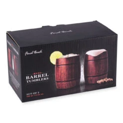 Handmade Wood Barrel Cocktail Tumblers - 12 Oz - Set Of 2 -Bar Supplies gg1002 handmade wood barrel cocktail tumblers 12 oz set of 2 01 20123.1590770617