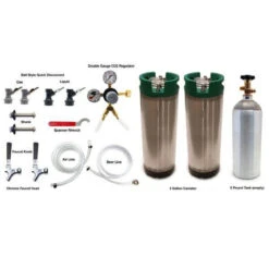 Homebrew Kegerator Conversion Kit - 2 Faucets - 2 Ball Lock Kegs - 5lb CO2 Tank