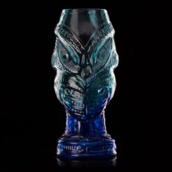 Head Hunter Blue Lagoon Handcrafted Mold Blown Glass Tiki Mug - 20 Oz -Bar Supplies head bl lg head hunter blue lagoon tiki glass0001 24151.1590770771