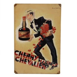 Vintage Cherry Brandy Metal Bar Sign