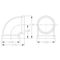 90 Degree Elbow - Black Pipe Foot Rail - 2" ID -Bar Supplies kw 1.5 flush end post black iron 90 degree 13317.1590770927
