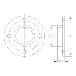 Flange - Black Pipe Foot Rail - 2" -Bar Supplies kw 5.25 flange black iron 25734.1613658454